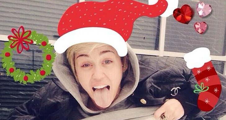 Bröst, Bild, Twitter, Julhälsning, Miley Cyrus